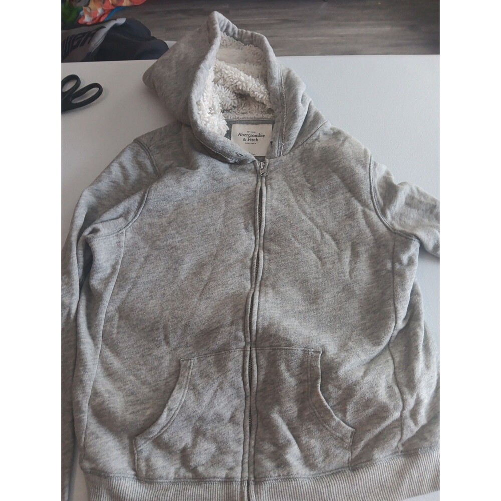 Y2k Abercrombie Fitch Sweater Hoodie Lined Women's Sz L Sherpa Fuzzy Soft Vintag